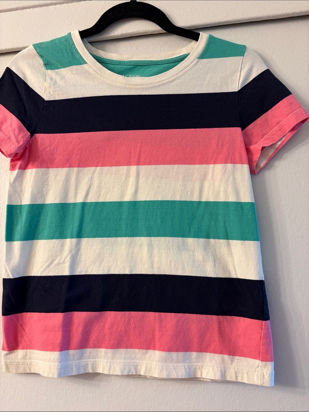 J. Crew Striped Short Sleeve Tee - Pink, Teal, Navy, White